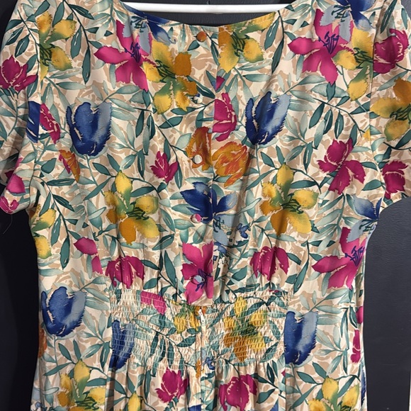 Maggy London Vintage Silk Midi Floral Teachercore Dress Size: 14 Length: 46” - Picture 4 of 7